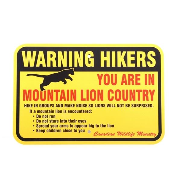 Mountain Lion Warning Sign from Canada