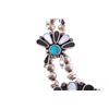 Image 8 : Zuni Tortoise Turquoise MOP Squash Blossom c1960's