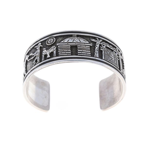 Navajo Randy Begay Jr. Storyteller Silver Bracelet