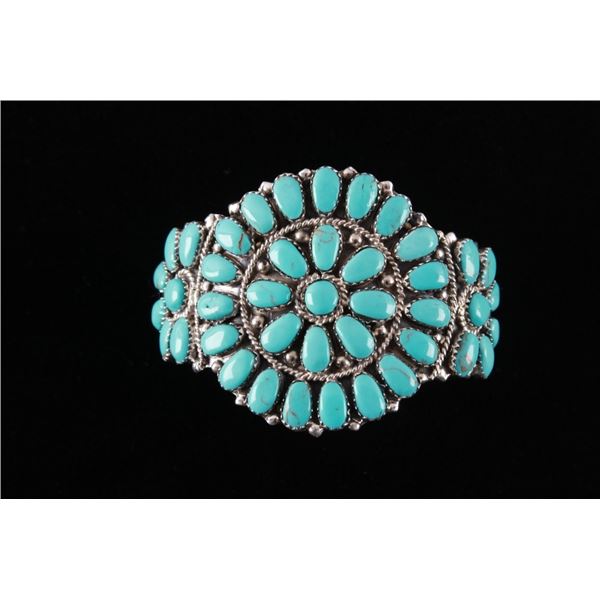 Navajo Turquoise Cluster Bracelet by J&W Begay