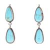 Image 2 : Navajo Kingman Turquoise Long Dangling Earrings