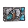 Image 1 : Navajo Silver Turquoise & Bear Claw Buckle c 1960s