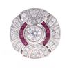Image 4 : VS1 Natural Diamond & Ruby Platinum Earrings