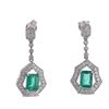 Image 1 : 2.80cts Emerald Diamond & Platinum Earrings