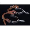 Image 1 : Double Strap 5 Star Rowel Bull Riding Spurs c 1960