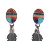 Image 2 : Navajo Sterling Silver Multistone Inlaid Earrings