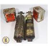 Image 1 : 2 ANTIQUE FIRE EXTINGUISHERS WITH FUEL CANS