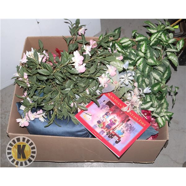 LARGE ESTATE BOX OF ARTIFICIAL FLOWER DECORATIONS,