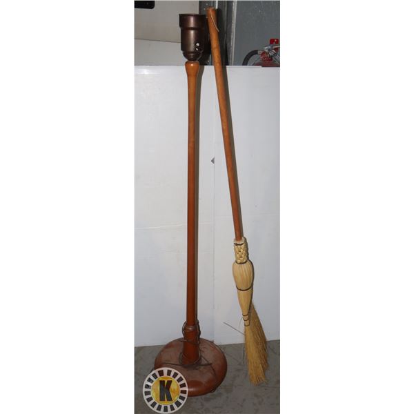 ESTATE BROOM SOLD WITH WOOD FLOOR LAMP (NO SHADE,