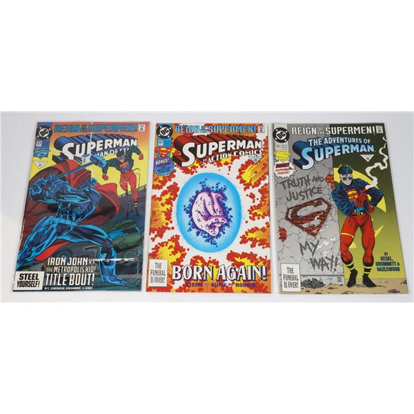 LOT OF 3 REIGN OF THE SUPERMEN COMICS