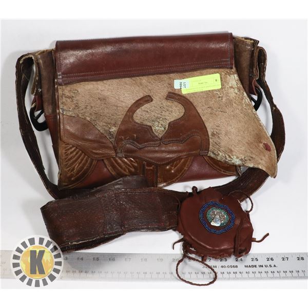 WOMENS LEATHER SHOULDER BAG AND COIN PURSE