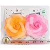 Image 1 : 2 NEW FAUX ROSE ELASTICS/CLIPS PINK AND ORANGE