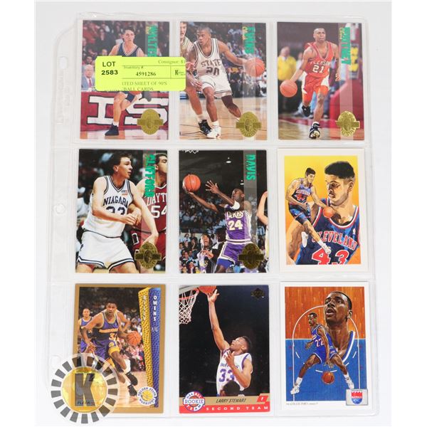 1 ASSORTED SHEET OF 90'S BASKETBALL CARDS