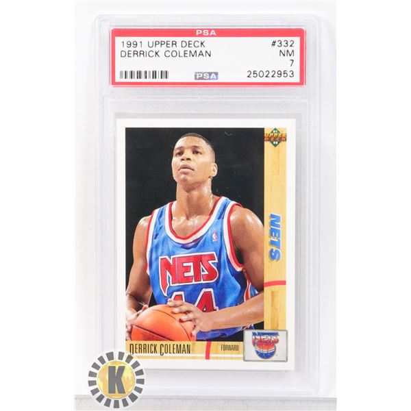 1991 UPPER DECK DERRICK COLEMAN PSA GRADED 7 CARD