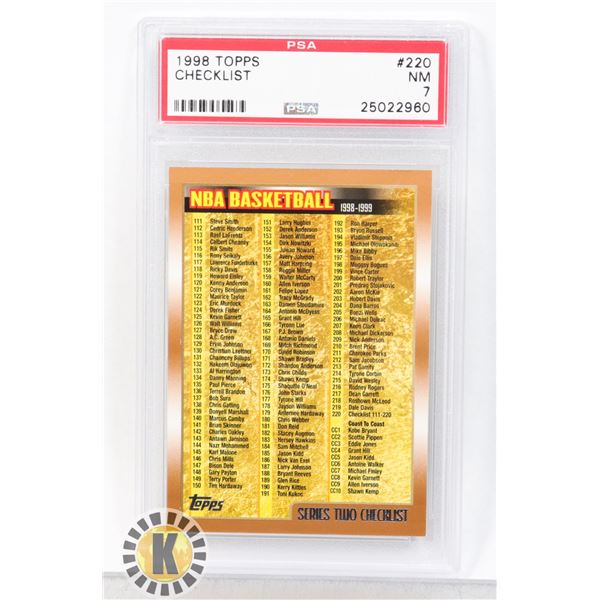 1998 TOPPS CHECKLIST PSA GRADED 7 CARD