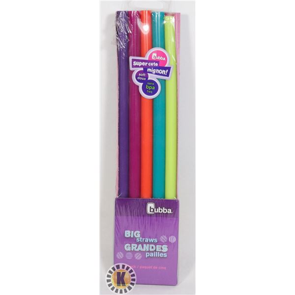 NEW BUBBA BIG STRAWS 5 PACK (SILICONE, BPA FREE)