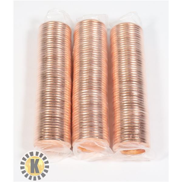 THREE ROLLS OF 2012 CANADIAN PENNIES -UNCIRCULATED