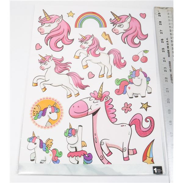 NEW PACKAGE OF WALL STICKERS UNICORNS AND