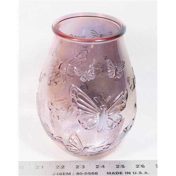 NEW IRIDESCENT GLASS BUTTERFLY VASE