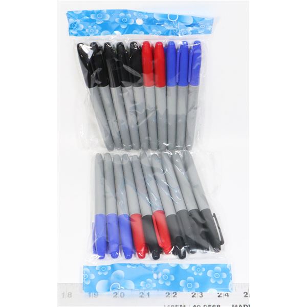 2 NEW PACKS OF PERMANENT MARKERS BLUE, RED AND