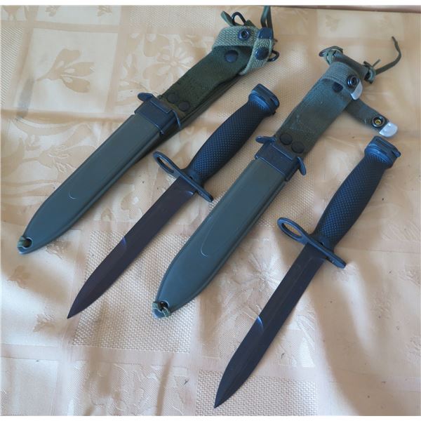 Qty 2 U.S. M8AI Bayonet Knives Made in West Germany w/ Sheaths 12"L