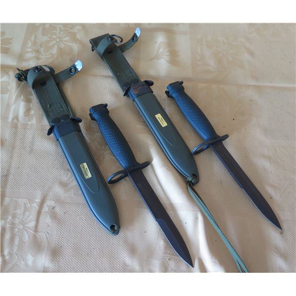 Qty 2 U.S. M8AI Bayonet Knives Made in West Germany w/ Sheaths 12"L