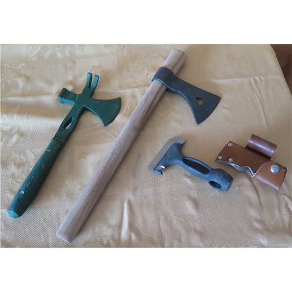 Vintage Metal Tomahawk w/ Nail Puller, Axe w/ Wood Handle 19"L & Blade w/ Sheath