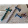 Image 1 : Vintage Metal Tomahawk w/ Nail Puller, Axe w/ Wood Handle 19"L & Blade w/ Sheath
