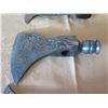 Image 4 : Qty 4 Metal Tomahawk Blades w/ Damascus Steel & 1 Sheath