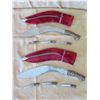 Image 14 : Qty 2 Kukri Machetes Marked India w/ Curved Blades & Sheaths & 6 Small Knives