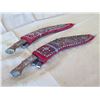Image 16 : Qty 2 Kukri Machetes Marked India w/ Curved Blades & Sheaths & 6 Small Knives