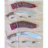 Image 1 : Qty 2 Kukri Machetes Marked India w/ Curved Blades & Sheaths & 6 Small Knives