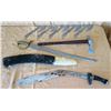 Image 1 : Kukri Machete w/ Curved Blades & Sheath, Sword Marked 1840 Spain, Tomahawks, etc