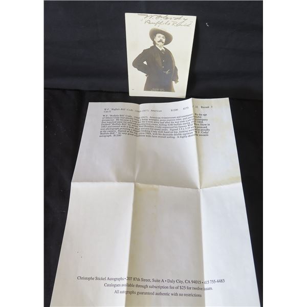 Framed Postcard Size Sepia Photo of 'Buffalo Bill' Cody (1846-1917) w/ Letter of Authenticity