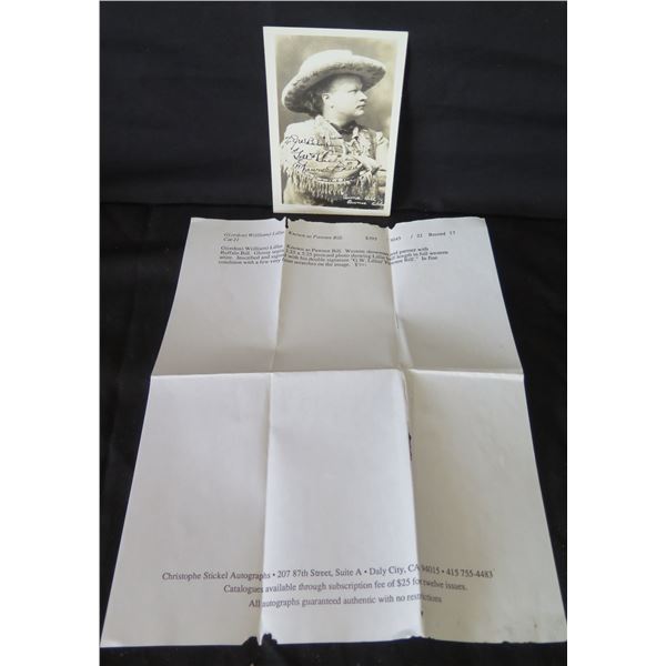 Framed Postcard Size Sepia Photo of G.M. Lillie 'Pawnee Bill' w/ Letter of Authenticity