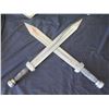Image 4 : Qty 2 Vintage Metal Shields w/ Cross Design & 2 Bud K #BK388 Stainless Pakistan Knives