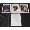 Image 1 : Qty 3 Unframed Dog Print w/ Letter from David J. Rogers & COA 9" x 11"