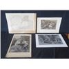 Image 1 : Qty 4 Black & White Art: Port D'Ostie Plans, Antikes Stiergefecht, Floral Festival, etc