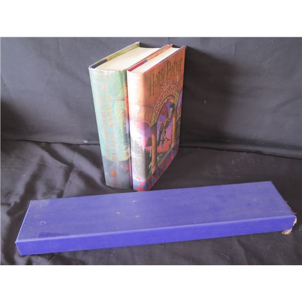 Qty 2 Harry Potter Books: Sorcerer's Stone (Signed) & Goblet of Fire w/ Wand