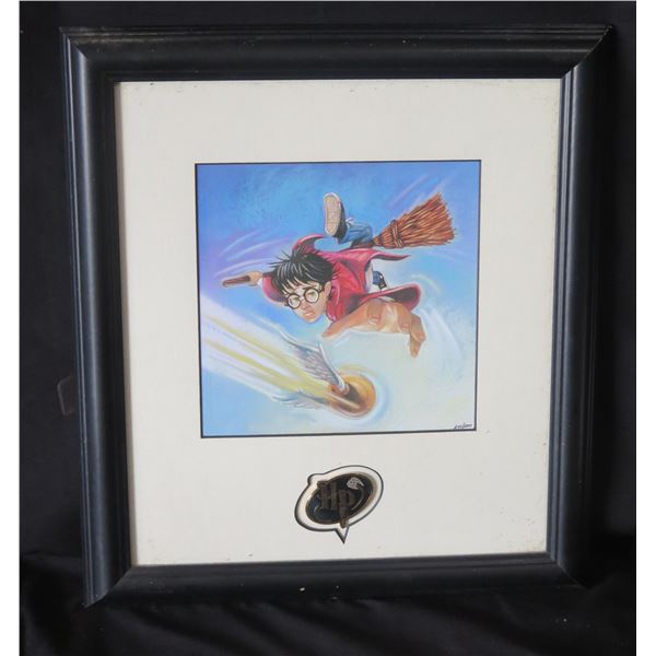 Animated Harry Potter Playing Quidditch 240/2500, Framed & Matted w/ COA 12"x14"