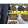 Image 13 : Qty Approx. 19 Medals: CSA. Unicorn, Statue of Liberty, Buffalo Bill, etc in Display Case 16"L