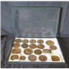 Image 1 : Qty Approx. 19 Medals: CSA. Unicorn, Statue of Liberty, Buffalo Bill, etc in Display Case 16"L