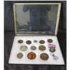 Image 1 : Qty Approx. 13 Medals & Coins:  Athletes, Corvelle, Aloha State, etc in Display Case 16"L