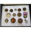Image 2 : Qty Approx. 13 Medals & Coins:  Athletes, Corvelle, Aloha State, etc in Display Case 16"L