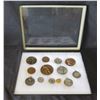 Image 1 : Qty Approx. 13 Medals & Coins:  Athletes, La Vaelle du France, etc in Display Case 16"L