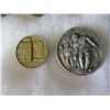 Image 8 : Qty Approx. 15 Medals & Coins:  Athletes, Counsel National de la Resistance, etc in Display Case 16"