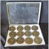 Image 1 : Qty 12 Large Coins Comandant Jacques Yves Cousteau La Calypso in Display Case 16"L