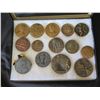 Image 2 : Qty Approx. 14 Medals & Coins:  Eva Adams, 50 AET BBNA, Aloha State, etc in Display Case 16"L