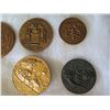 Image 12 : Qty 14 Medallions & Coins: Athletes, Cupid, Aloha State, Kennedy 1964, etc in Display Case 16"L