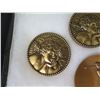 Image 4 : Qty 14 Medallions & Coins: Athletes, Cupid, Aloha State, Kennedy 1964, etc in Display Case 16"L